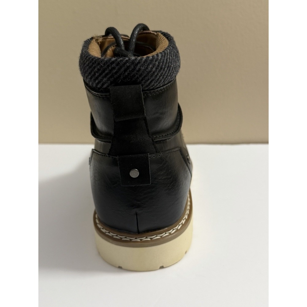 Steve Madden Boot's Men's Blk Madden NYC Lace-Up Sz 9.5 Cream Lug Sole EUC - Picture 3 of 13